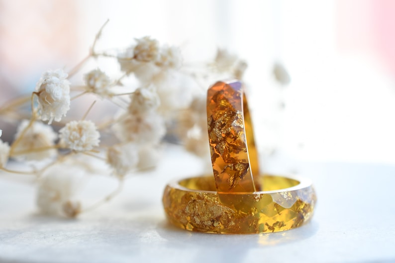 Faceted Autumn Resin Rings - Alternative Engagement Ring - Fall Color Rings - Autumn Jewelry