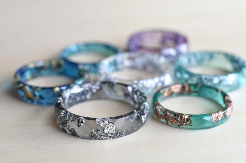Mystery Ring with Metallic Flakes Handmade Ring Epoxy Resin Jewelry Sent at Random Jewelry Surprise Ring Mysterious Box Stacking Ring