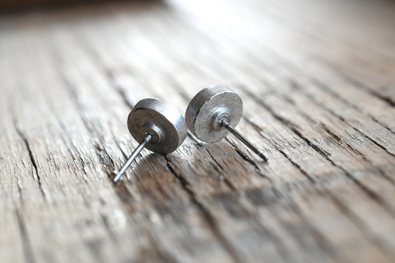 Shimmering Opal Stud Earrings - Antiqued Silver Post Earrings - Epoxy Resin Jewelry