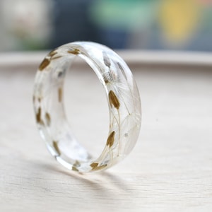 Make A Wish Resin Ring - Unique Dandelion Seeds Jewelry - Dainty Dandelion Promise Ring