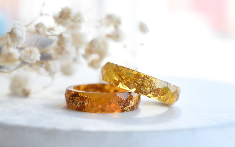 Faceted Autumn Resin Rings - Alternative Engagement Ring - Fall Color Rings - Autumn Jewelry