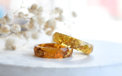 Faceted Autumn Resin Rings - Alternative Engagement Ring - Fall Color Rings - Autumn Jewelry