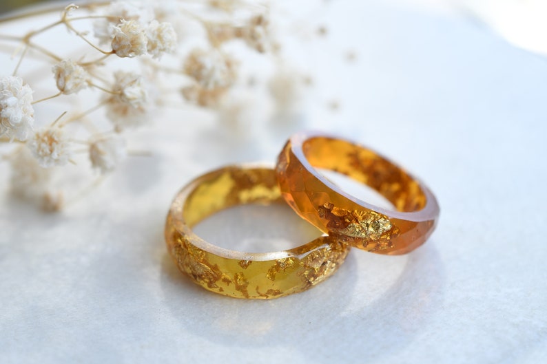 Faceted Autumn Resin Rings - Alternative Engagement Ring - Fall Color Rings - Autumn Jewelry