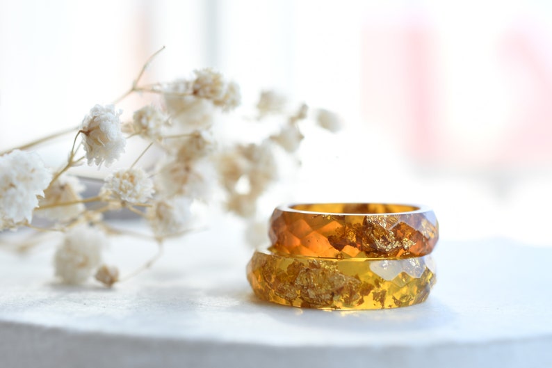 Faceted Autumn Resin Rings - Alternative Engagement Ring - Fall Color Rings - Autumn Jewelry