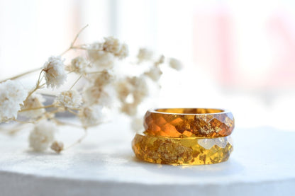 Faceted Autumn Resin Rings - Alternative Engagement Ring - Fall Color Rings - Autumn Jewelry