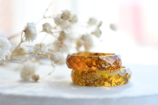 Faceted Autumn Resin Rings - Alternative Engagement Ring - Fall Color Rings - Autumn Jewelry