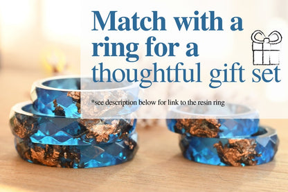 Blue Stud Earrings with Copper Flakes - Surgical Steel Post Earrings - Resin Jewelry