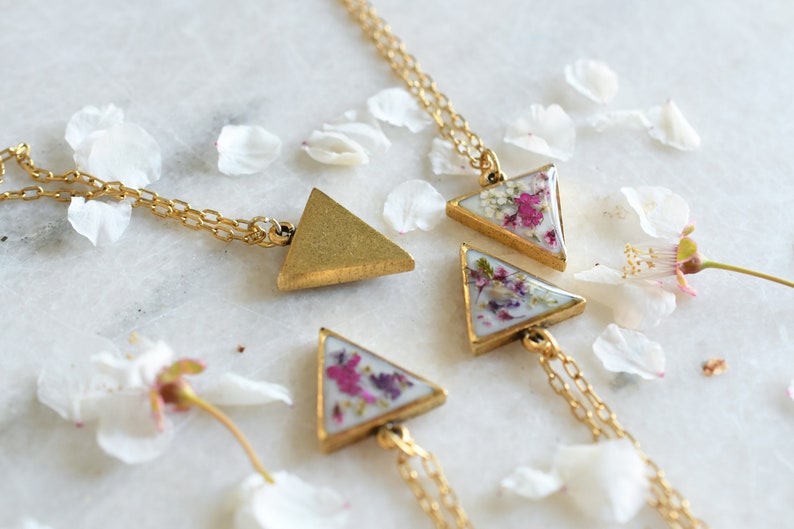 Crushed Wildflowers Gold Plated Necklace - Real Dried Flower Resin Necklace - Bridesmaid's Gift Resin Jewelry
