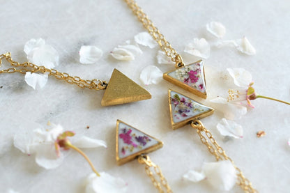 Crushed Wildflowers Gold Plated Necklace - Real Dried Flower Resin Necklace - Bridesmaid's Gift Resin Jewelry