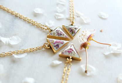 Crushed Wildflowers Gold Plated Necklace - Real Dried Flower Resin Necklace - Bridesmaid's Gift Resin Jewelry