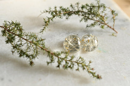 Make a Wish Stud Earrings - Dandelion Resin Jewelry - Dandelion Spheres Earrings
