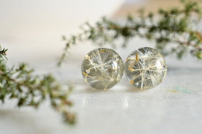 Make a Wish Stud Earrings - Dandelion Resin Jewelry - Dandelion Spheres Earrings