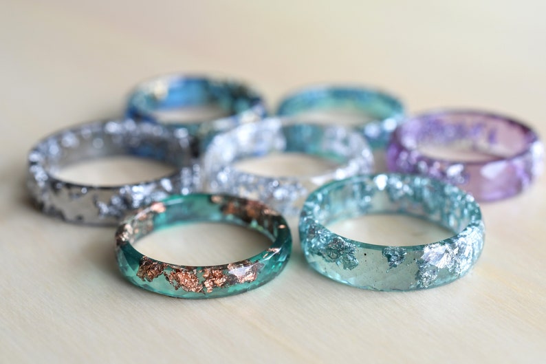Mystery Ring with Metallic Flakes Handmade Ring Epoxy Resin Jewelry Sent at Random Jewelry Surprise Ring Mysterious Box Stacking Ring