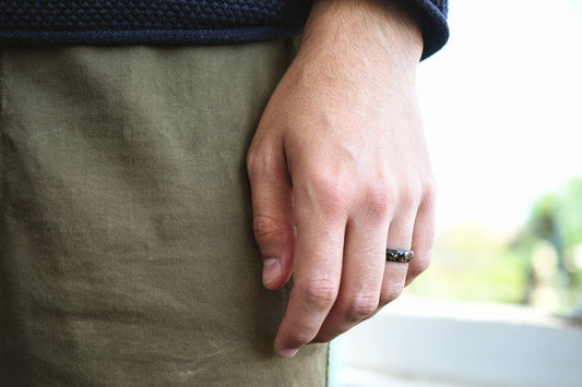Men’s Black Resin Ring with Gold Leaf • Bold Minimalist Ring for Him • Handmade Affordable Jewelry • Statement Ring for Daily Wear