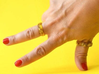 Vibrant Yellow Gold Flake Faceted Resin Ring - Unique Summer Jewelry for Women