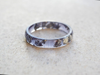 Handcrafted Amethyst Colored Resin Ring with Silver Leaf - Alternative February birthstone ring