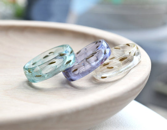 Make A Wish Resin Ring - Unique Dandelion Seeds Jewelry - Dainty Dandelion Promise Ring