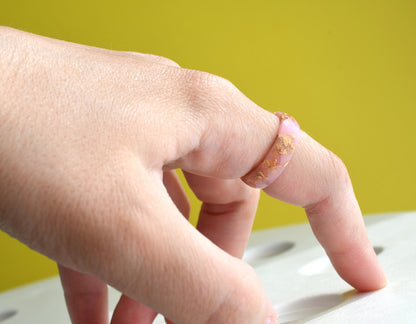 Pastel Colors Resin Rings with Gold Leaf - Wide Faceted Rings - Pink, Blue, Purple and Nude Rings