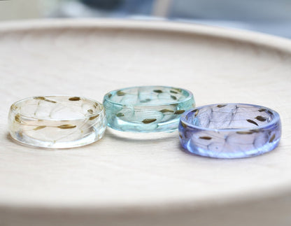 Make A Wish Resin Ring - Unique Dandelion Seeds Jewelry - Dainty Dandelion Promise Ring