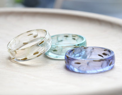Make A Wish Resin Ring - Unique Dandelion Seeds Jewelry - Dainty Dandelion Promise Ring