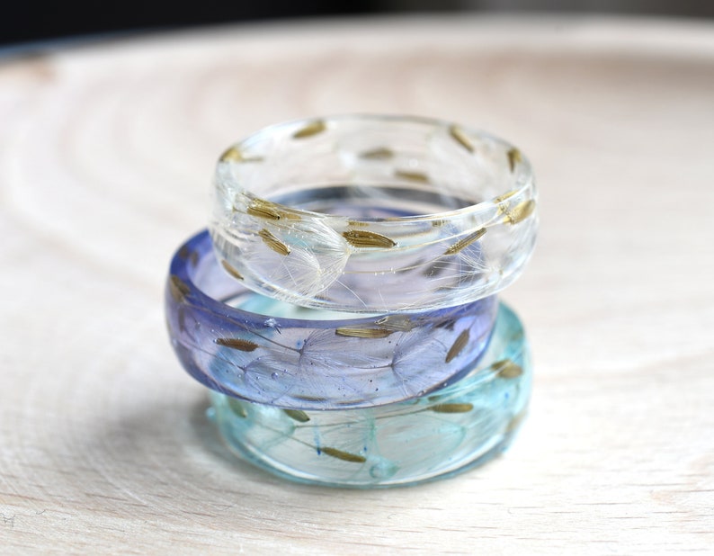 Make A Wish Resin Ring - Unique Dandelion Seeds Jewelry - Dainty Dandelion Promise Ring