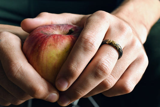 Unique Gift for Him • Black Resin Ring with Gold Flakes • Handmade Men's Ring from Her • Cool Affordable Jewelry for Boyfriend or Husband